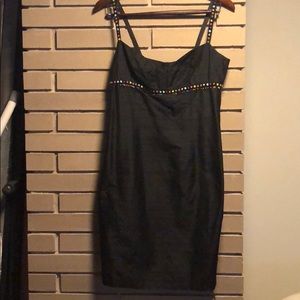 Classy & Cute Black Silk Dress with Beaded Flowers